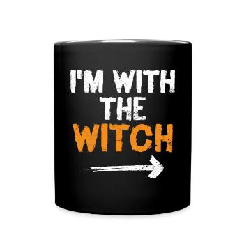 I'm With The Witch Funny Halloween Husband Wife - Full Colour Mug - black - Front