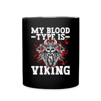 Meine Blutgruppe ist Wikinger - Nordische - Tasse einfarbig - Schwarz - Vorne