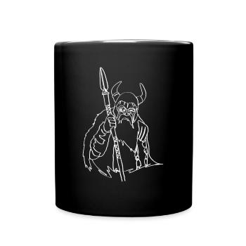 Norse Mythology Odin Oneline Art Nordic - Full Colour Mug - black - Front
