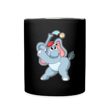 Elephant Baseball - Full Colour Mug - black - Front