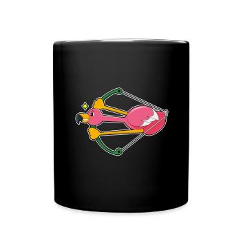Flamant rose comme une flèche avec arc - Mug uni - noir - Devant