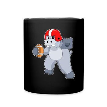 Nilpferd American Football Sport - Tasse einfarbig - Schwarz - Vorne