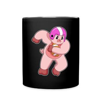Schwein American Football Sport - Tasse einfarbig - Schwarz - Vorne