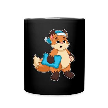 Fuchs Schlafen Nachtmütze - Tasse einfarbig - Schwarz - Vorne