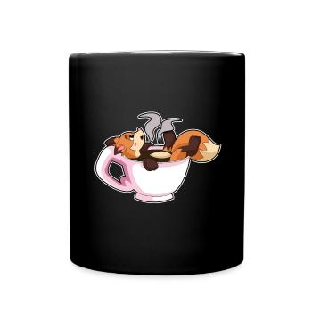 Fox Cup of Coffee - Full Colour Mug - black - Front