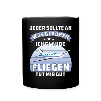 FLIEGEN TUT MIR GUT - Tasse einfarbig - Schwarz - Vorne