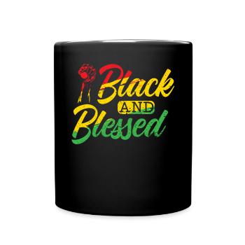 Black And Blessed Black History Month Melanin - Full Colour Mug - black - Front