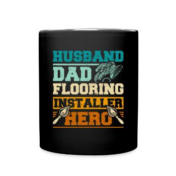 Mari papa installateur de revêtement de sol héros - Mug uni - noir - Devant