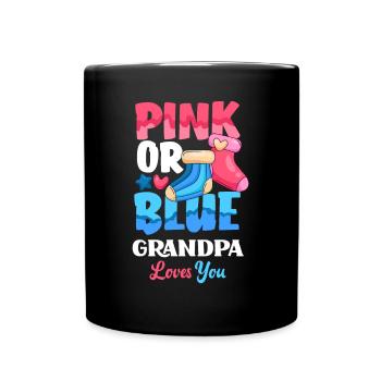 Pink Or Blue Gender Reveal Baby Party Grandpa - Full Colour Mug - black - Front