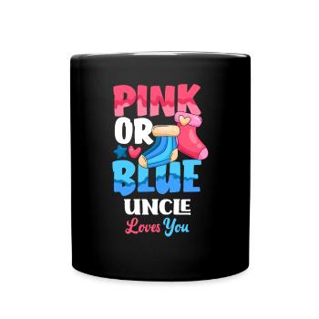 Pink Or Blue Gender Reveal Baby Party Uncle - Full Colour Mug - black - Front