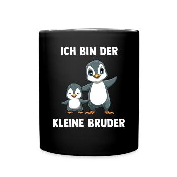 Pinguine Kleiner Bruder - Ich bin der kleine - Tasse einfarbig - Schwarz - Vorne