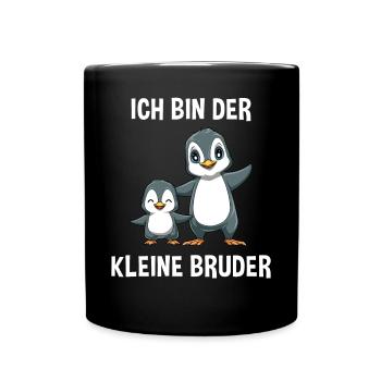 Pinguine Kleiner Bruder - Ich bin der kleine - Tasse einfarbig - Schwarz - Vorne