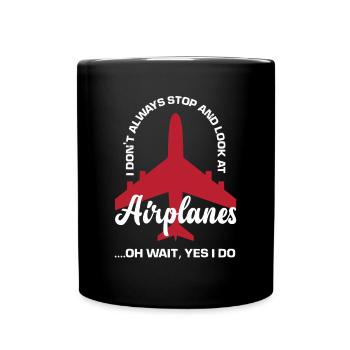 Flugzeug Luftfahrt Pilot Lustiges Piloten Geschenk - Tasse einfarbig - Schwarz - Vorne