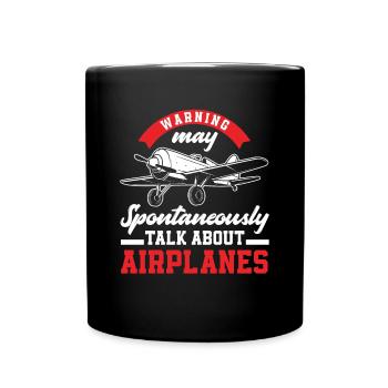 Flugzeug Luftfahrt Pilot Lustiges Piloten Geschenk - Tasse einfarbig - Schwarz - Vorne