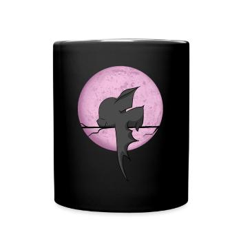 douce chauve-souris dort, avec lune, bande dessinée - Mug uni - noir - Devant