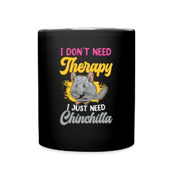 Chinchilla brauche keine Therapie Wollmaus - Tasse einfarbig - Schwarz - Vorne