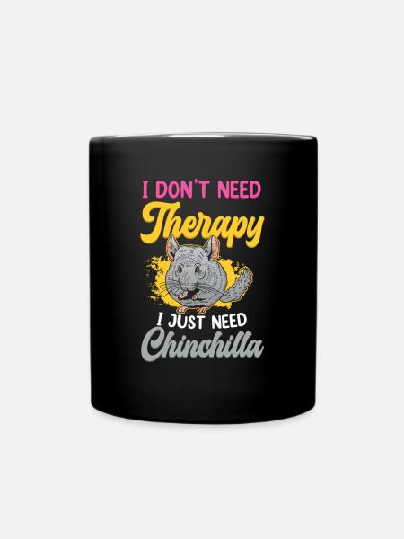 Chinchilla brauche keine Therapie Wollmaus - Tasse einfarbig - Schwarz
