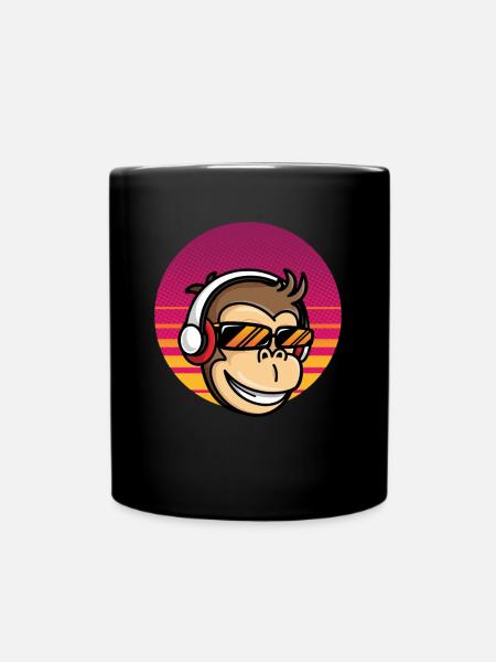 Monkey DJ Monkey avec casque - Mug uni - noir