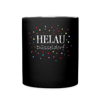 Helau Düsseldorf Karneval Konfetti Kostümersatz - Tasse einfarbig - Schwarz - Vorne