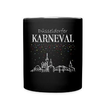 Skyline Düsseldorf Karneval Konfetti Fastelovend - Tasse einfarbig - Schwarz - Vorne