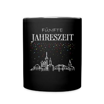 Skyline Düsseldorf Karneval Fünfte 5. Jahreszeit - Tasse einfarbig - Schwarz - Vorne