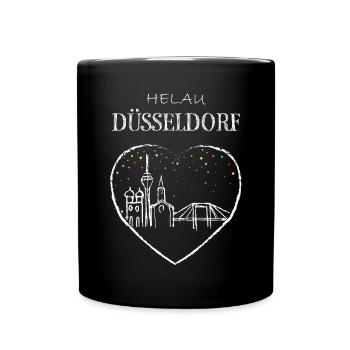 Skyline Düsseldorf Karneval Helau Fasching Jeck - Tasse einfarbig - Schwarz - Vorne