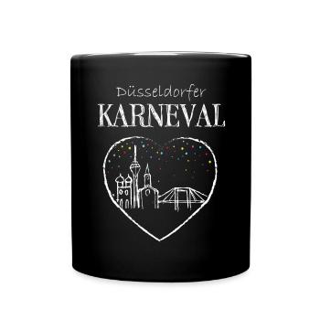 Skyline Düsseldorf Karneval Helau Fasching Narr - Tasse einfarbig - Schwarz - Vorne