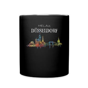 Skyline Düsseldorf Karneval Helau Fasching - Tasse einfarbig - Schwarz - Vorne