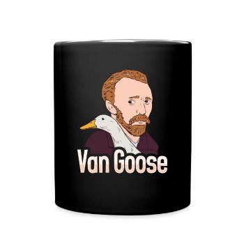 Künstler Vincent Van Gogh mit einer Gans - Tasse einfarbig - Schwarz - Vorne