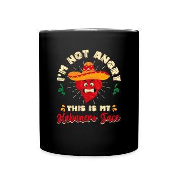 Habanero-Gesicht Design Scoville-Chili-Liebhaber - Tasse einfarbig - Schwarz - Vorne