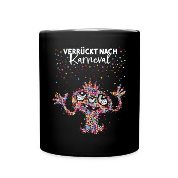 Karneval Konfetti Monster Alien Rosenmontag - Tasse einfarbig - Schwarz - Vorne