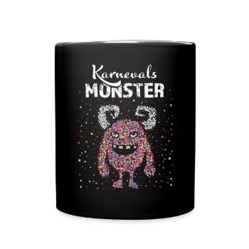 Karneval Konfetti Monster Fasnacht Kostümersatz - Tasse einfarbig - Schwarz - Vorne