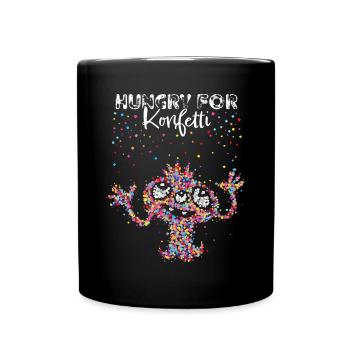Konfetti Fasnacht Fasching Karneval Rosenmontag - Tasse einfarbig - Schwarz - Vorne