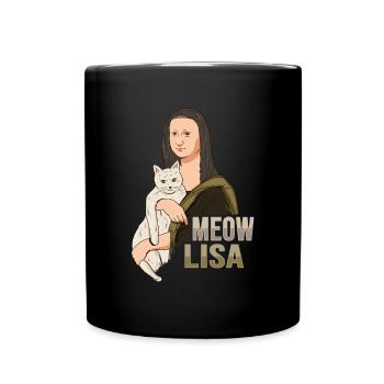 Mona Lisa Cat Art Lovers Cat Lovers - Full Colour Mug - black - Front