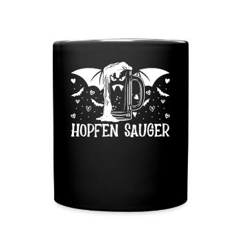 Halloween Bier Fledermaus Hopfen Sauger Bier Vampi - Tasse einfarbig - Schwarz - Vorne