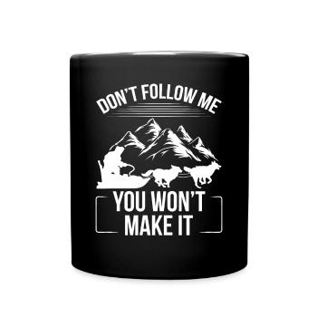 Alaska Mushing Funny Dont follow me Husky RaceAlas - Full Colour Mug - black - Front