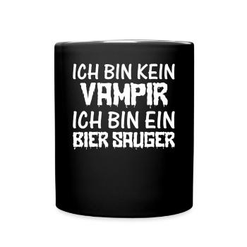 Ich bin kein Vampir Ich bin ein Bier Sauger - Hall - Tasse einfarbig - Schwarz - Vorne