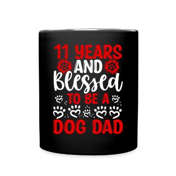 11 Anniversaire Chien Béni Papa 11 ans Chien Père - Mug uni - noir - Devant
