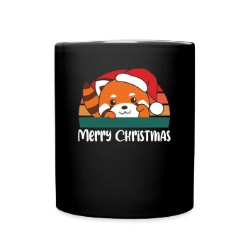 merry Christmas Retro Red Panda Christmas - Full Colour Mug - black - Front