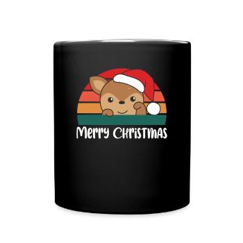 merry Christmas Retro Reh Weihnacht - Tasse einfarbig - Schwarz - Vorne
