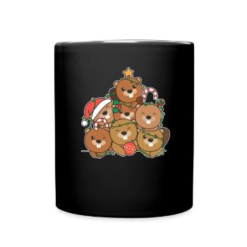 Arbre de Noël de castor Drôle d’animal Noël - Mug uni - noir - Devant