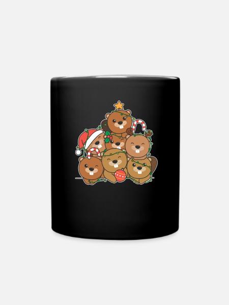 Arbre de Noël de castor Drôle d’animal Noël - Mug uni - noir