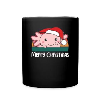 merry Christmas Retro Axolotl Weihnacht - Tasse einfarbig - Schwarz - Vorne