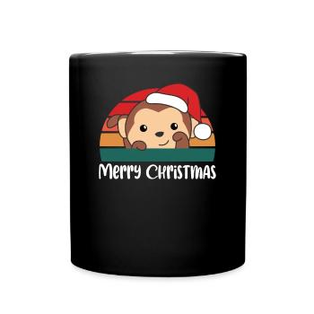 merry Christmas Retro Faultier Weihnacht - Tasse einfarbig - Schwarz - Vorne