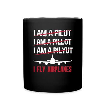 Flugzeug Luftfahrt Pilot Lustiges Piloten Geschenk - Tasse einfarbig - Schwarz - Vorne