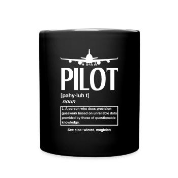 Flugzeug Luftfahrt Pilot Lustiges Piloten Geschenk - Tasse einfarbig - Schwarz - Vorne