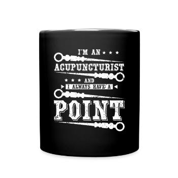 Je suis acupuncteur J’ai toujours un point - Mug uni - noir - Devant