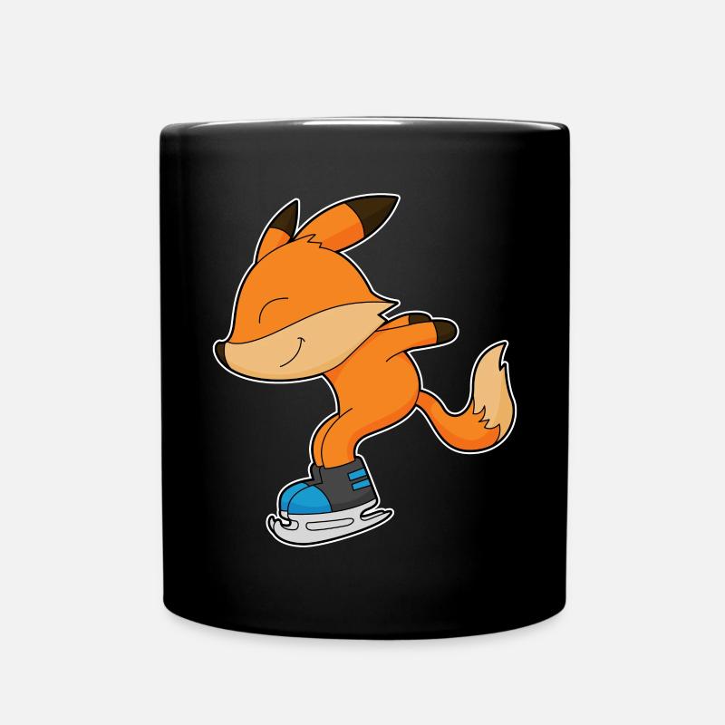 Fuchs beim Eislaufen mit Schlittschuhe - Tasse einfarbig - Schwarz