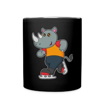 Nashorn Eislaufen Schlittschuhe - Full Colour Mug - black - Front