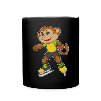 Affe Eislaufen Schlittschuhe - Full Colour Mug - black - Front